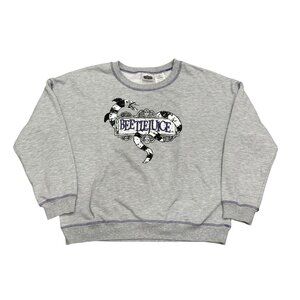 Beetlejuice Womens L Crewneck Gray Sweatshirt "The Ghost With The Most" Fall